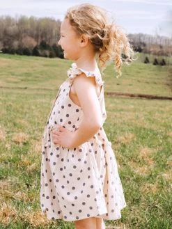 Sydney So Sweet Dresses & Skirt Sets Navy & Ivory Polka Dot Flutter Sleeve Girls Dress