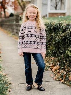 Sydney So Sweet Pink Snow Fair Isle Deer Fuzzy Girls Sweater Top T-Shirts & Tops 10 Sydney So Sweet Pink Snow Fair Isle Deer Fuzzy Girls Sweater Top T-Shirts & Tops