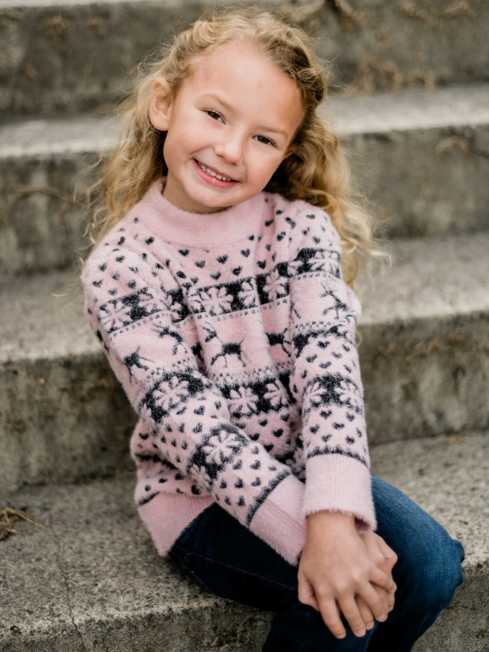 Sydney So Sweet Pink Snow Fair Isle Deer Fuzzy Girls Sweater Top T-Shirts & Tops 1 Sydney So Sweet Pink Snow Fair Isle Deer Fuzzy Girls Sweater Top T-Shirts & Tops
