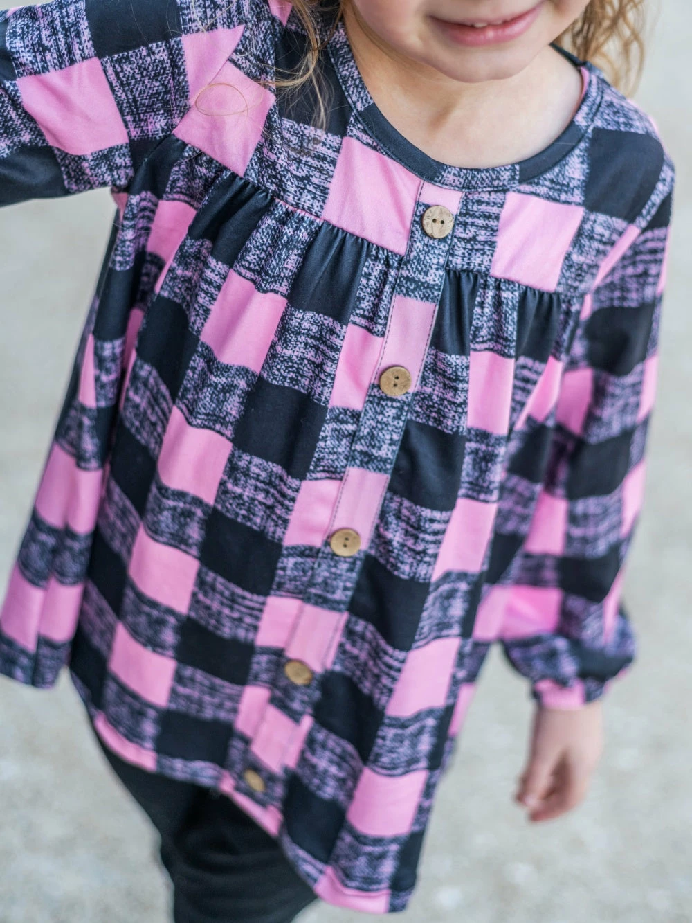 Sydney So Sweet 2 Piece Pants Outfits Pink & Black Buffalo Plaid Button Up Girls Leggings Outfit 3 Sydney So Sweet 2 Piece Pants Outfits Pink & Black Buffalo Plaid Button Up Girls Leggings Outfit