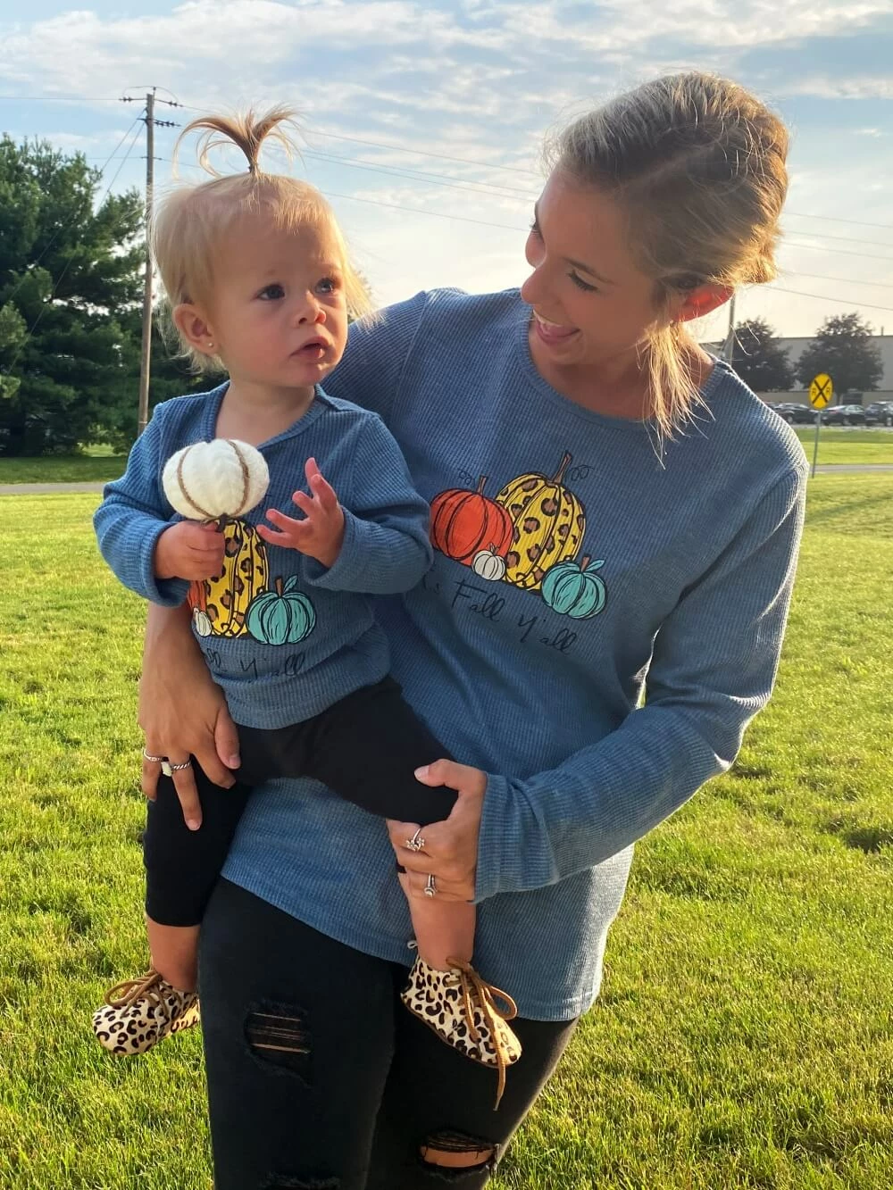 Sydney So Sweet Mommy And Me - It's Fall Y'all Pumpkin Blue Thermal Matching Top 1 Sydney So Sweet Mommy And Me - It's Fall Y'all Pumpkin Blue Thermal Matching Top