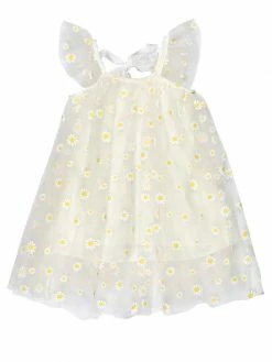 Sydney So Sweet Dresses & Skirt Sets Ivory Daisy Tulle Girls Flutter Sleeve Summer Dress