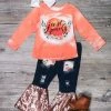 Sydney So Sweet Just Peachy Floral Denim Patch Girls Sequin Bell Bottom Outfit
