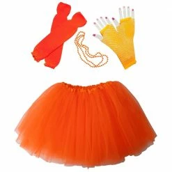 Sydney So Sweet Neon Orange 80's Costume Tutu & Accessories For Kids
