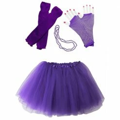 Sydney So Sweet Purple 80's Costume Tutu & Accessories For Kids