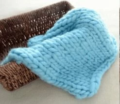 Sydney So Sweet Blue - Chunky Knit Infant Baby Layering Photo Prop Blanket Or Basket Stuffer