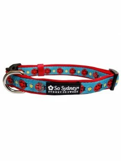 Sydney So Sweet Sweet Pup Ladybug Summer Blue & Red Cute & Comfy Dog Collar