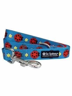 Sydney So Sweet Ladybug Summer Blue & Red Unique Fashion 5' Dog Leash Sweet Pup