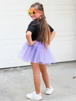 Sydney So Sweet Butterflies Lavender Tutu Skirt - Kids Size 3-Layer Tulle Basic Ballet Dance Costume Tutus For Girls