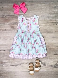 Sydney So Sweet Dresses & Skirt Sets Lavender Fields Blue & Purple Gingham Ruffle Girls Spring Dress