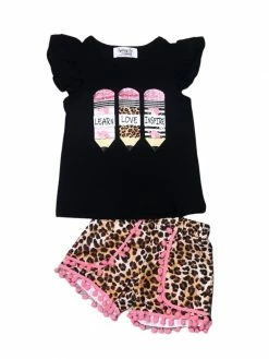 Sydney So Sweet Learn, Love, & Inspire Pencil Pink Cheetah Girls Back To School Shorts Outfit