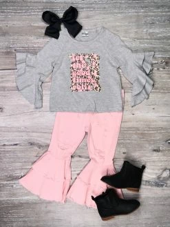 Sydney So Sweet Let The Good Times Roll Pink Distressed Denim Bell Girls Outfit