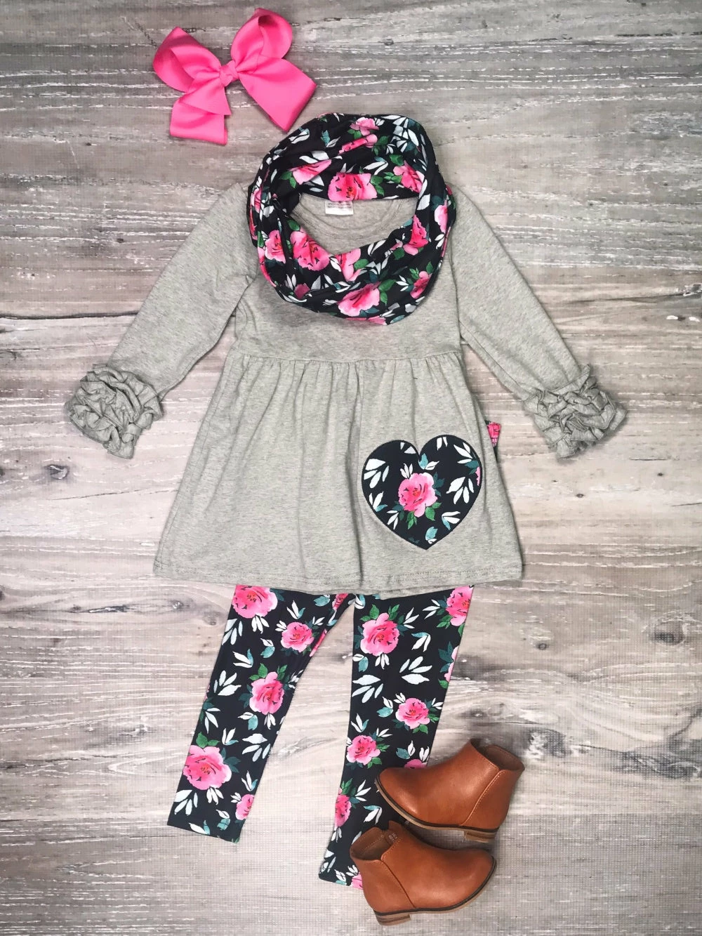 Sydney So Sweet Let Your Love Grow Heart Pink Floral Navy Girls Scarf Outfit 1 Sydney So Sweet Let Your Love Grow Heart Pink Floral Navy Girls Scarf Outfit