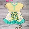 Sydney So Sweet Dresses & Skirt Sets Life Gives You Lemons Yellow & Teal Stripe Girls Dress