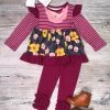 Sydney So Sweet Life In Full Bloom Plum Floral Stripe Ruffle Girls Boutique Outfit