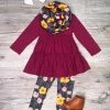 Sydney So Sweet Life In Full Bloom Plum Floral Ruffle Girls Scarf Outfit