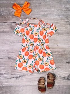 Sydney So Sweet Life's A Peach Cold Shoulder Girls Shorts Romper New Arrivals