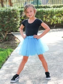 Sydney So Sweet Light Blue Tutu Skirt - Kids Size 3-Layer Tulle Basic Ballet Dance Costume Tutus For Girls
