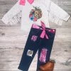 Sydney So Sweet Light Heather Gray Pumpkin Serape Cheetah Fringe Fall Denim Girls Outfit