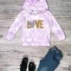 Sydney So Sweet Love Leopard Lavender Tie Dye Girls Hooded Sweatshirt