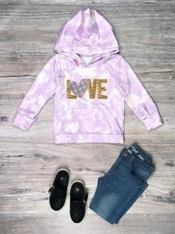 Sydney So Sweet Love Leopard Lavender Tie Dye Girls Hooded Sweatshirt