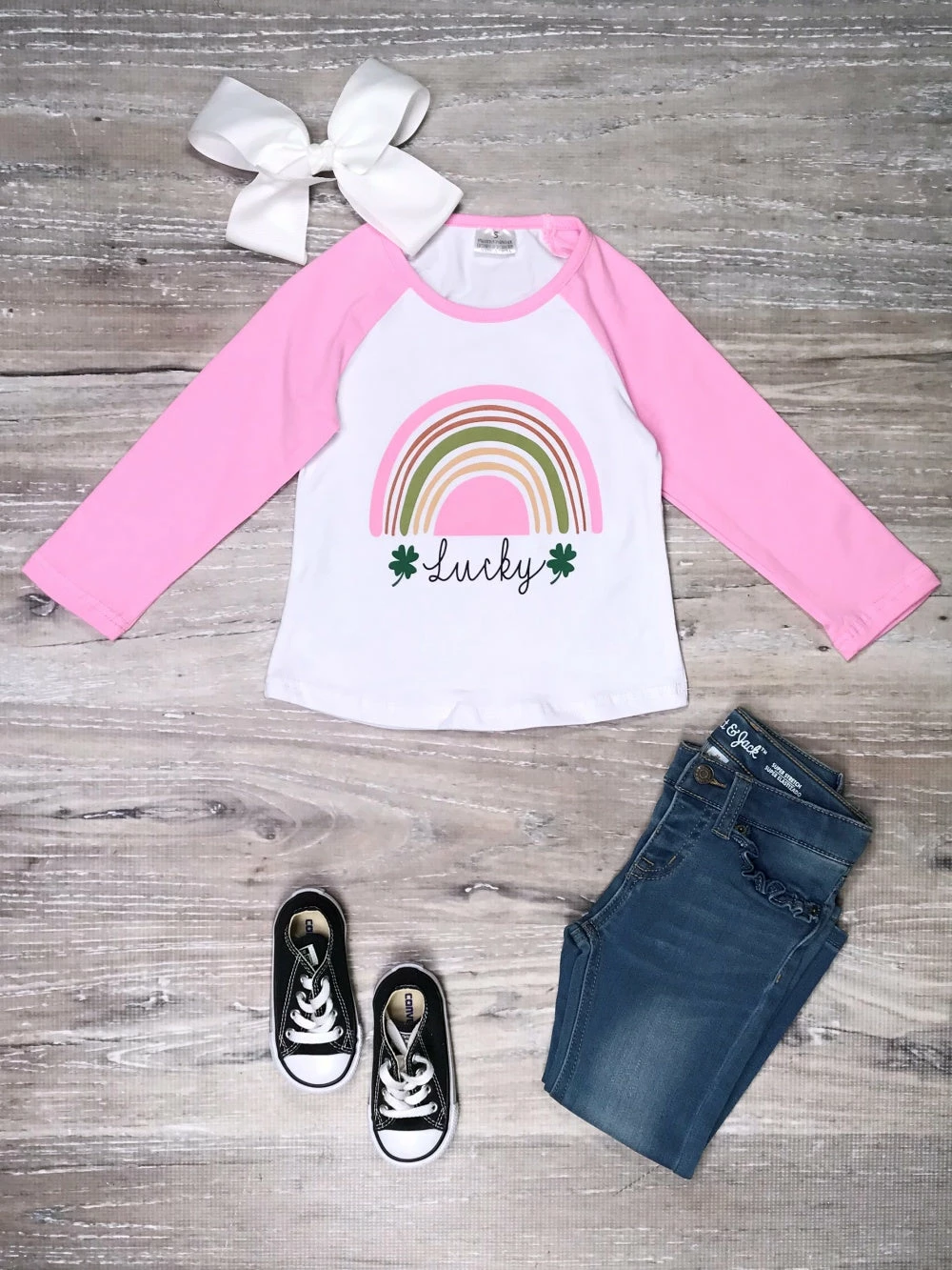 Sydney So Sweet T-Shirts & Tops Lucky Day Rainbow Shamrock Pink Girls St. Patrick's Day Top 1 Sydney So Sweet T-Shirts & Tops Lucky Day Rainbow Shamrock Pink Girls St. Patrick's Day Top