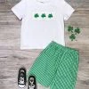 Sydney So Sweet Lucky Dude Shamrock Green Gingham Boys St. Patrick's Day Outfit Shorts & Capri Outfits