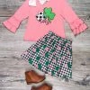Sydney So Sweet Lucky Girl Shamrock Pink Gingham Girls St. Patrick's Day Skirt Outfit Dresses & Skirt Sets