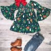 Sydney So Sweet Merry Dino Christmas Smocked Flare Girls Baby Doll Dress Or Top