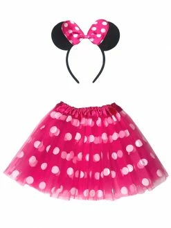 Sydney So Sweet Adult Minnie Mouse Costume - Hot Pink Polka Dot Tutu Skirt & Headband Set For Adult Or Plus Size
