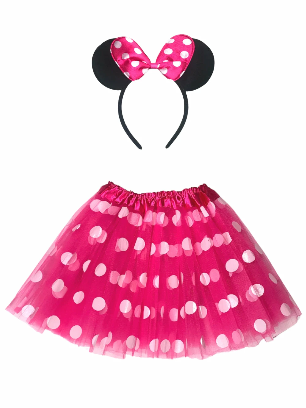 Sydney So Sweet Adult Minnie Mouse Costume - Hot Pink Polka Dot Tutu Skirt & Headband Set For Adult Or Plus Size 1 Sydney So Sweet Adult Minnie Mouse Costume - Hot Pink Polka Dot Tutu Skirt & Headband Set For Adult Or Plus Size