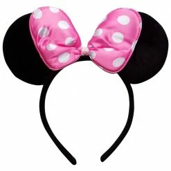 Sydney So Sweet Costumes For Kids Neon Pink Polka Dot Mouse Girls Headband Ears, Kid Or Adult Costume Accessories