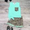 Sydney So Sweet Mint To Be Cheetah Pom Pom Girls Shorts Outfit