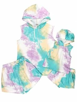 Sydney So Sweet Mommy And Me - Tie Dye Hooded Tank Lounge Matching Shorts Outfit