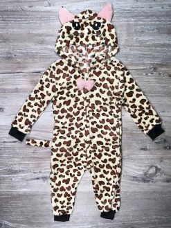 Sydney So Sweet Mommy And Me - Animal Cheetah Fleece Hooded Zip Up Matching Onesies