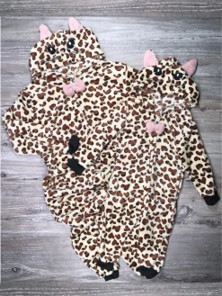 Sydney So Sweet Mommy And Me - Animal Cheetah Fleece Hooded Zip Up Matching Onesies