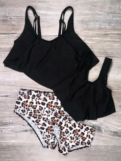 Sydney So Sweet Mommy & Me & Family Swim Mommy And Me - Black Cheetah High Waisted Matching Bikini