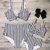 Sydney So Sweet Mommy & Me & Family Swim Mommy And Me Swimsuits - Black & White Stripe Tie Matching Two Piece Bikini