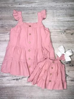 Sydney So Sweet Mom & Me Matching Mommy And Me - Blush Pink Swiss Dot Baby Doll Matching Tank Tops