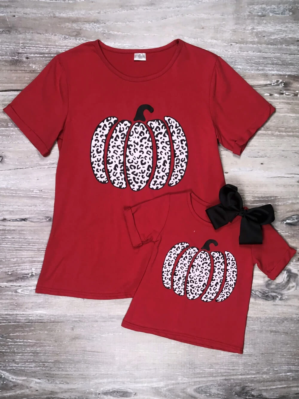 Sydney So Sweet Mommy And Me - Burnt Red Fall Cheetah Pumpkin Matching T-Shirt 1 Sydney So Sweet Mommy And Me - Burnt Red Fall Cheetah Pumpkin Matching T-Shirt