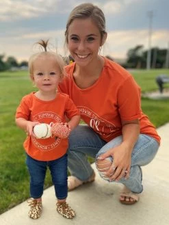 Sydney So Sweet Mom & Me Matching Mommy And Me - Fall Football Bonfires Pumpkin Spice Orange Matching T-Shirt