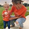 Sydney So Sweet Mom & Me Matching Mommy And Me - Fall Football Bonfires Pumpkin Spice Orange Matching T-Shirt