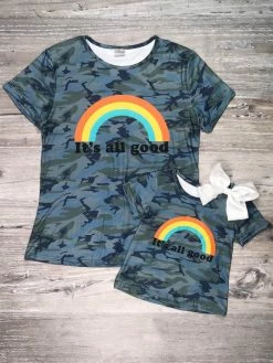 Sydney So Sweet Mommy And Me - It's All Good Rainbow Camo Graphic Matching T-shirt Mom & Me Matching