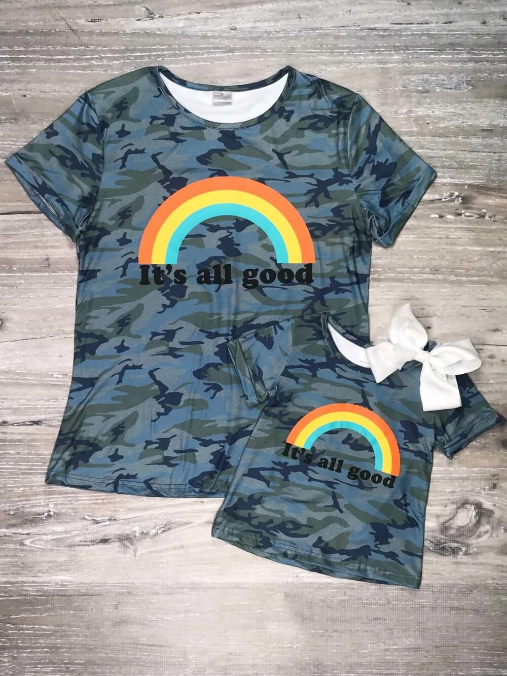 Sydney So Sweet Mommy And Me - It's All Good Rainbow Camo Graphic Matching T-shirt Mom & Me Matching 1 Sydney So Sweet Mommy And Me - It's All Good Rainbow Camo Graphic Matching T-shirt Mom & Me Matching