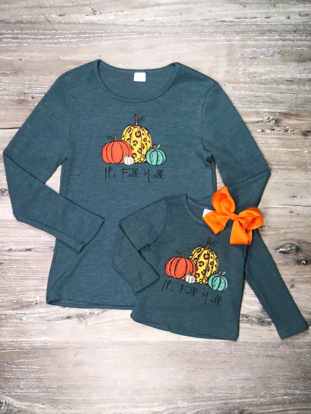 Sydney So Sweet Mommy And Me - It's Fall Y'all Pumpkin Blue Thermal Matching Top 2 Sydney So Sweet Mommy And Me - It's Fall Y'all Pumpkin Blue Thermal Matching Top