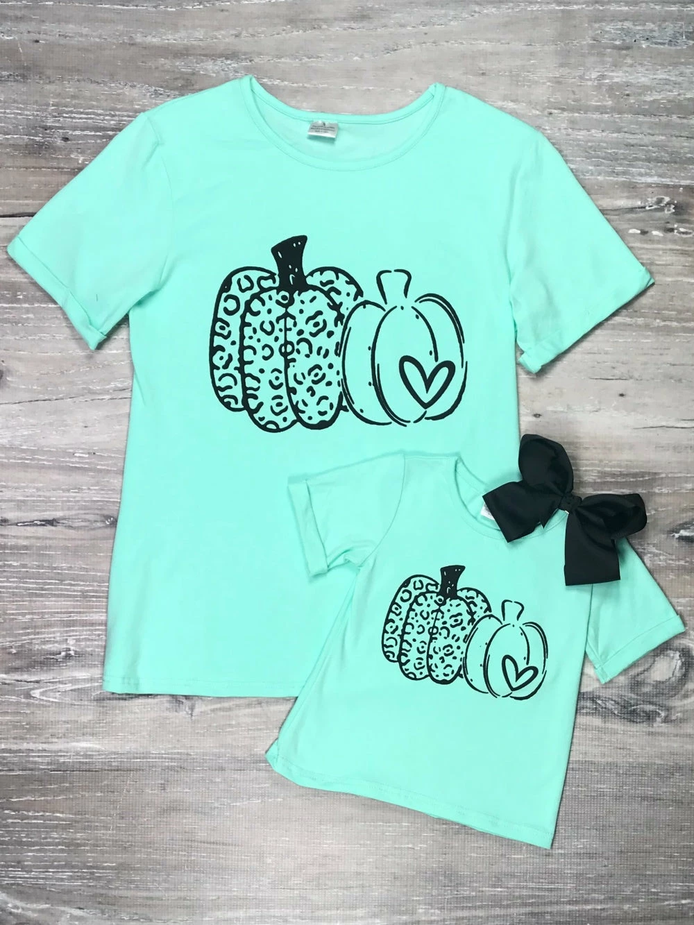 Sydney So Sweet Mommy And Me - Love Fall Mint Cheetah Pumpkin Matching T-Shirt Mom & Me Matching 1 Sydney So Sweet Mommy And Me - Love Fall Mint Cheetah Pumpkin Matching T-Shirt Mom & Me Matching