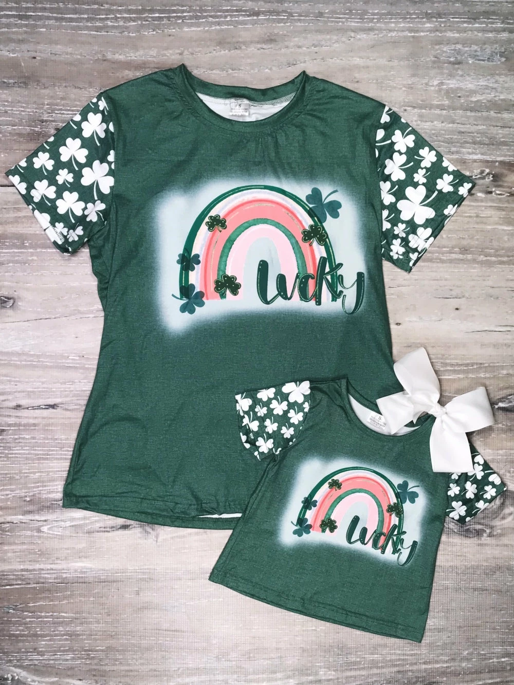 Sydney So Sweet Mom & Me Matching Mommy And Me - Lucky Pink Rainbow Matching St. Patrick's Day Tops 2 Sydney So Sweet Mom & Me Matching Mommy And Me - Lucky Pink Rainbow Matching St. Patrick's Day Tops