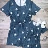 Sydney So Sweet Mommy And Me - Navy Blue Star Matching Shorts Romper New Arrivals