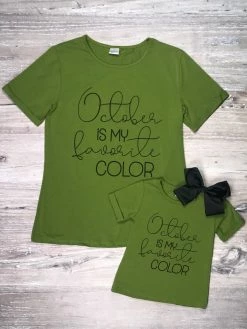 Sydney So Sweet Mommy And Me - October Is My Favorite Color Green Fall Matching T-Shirt