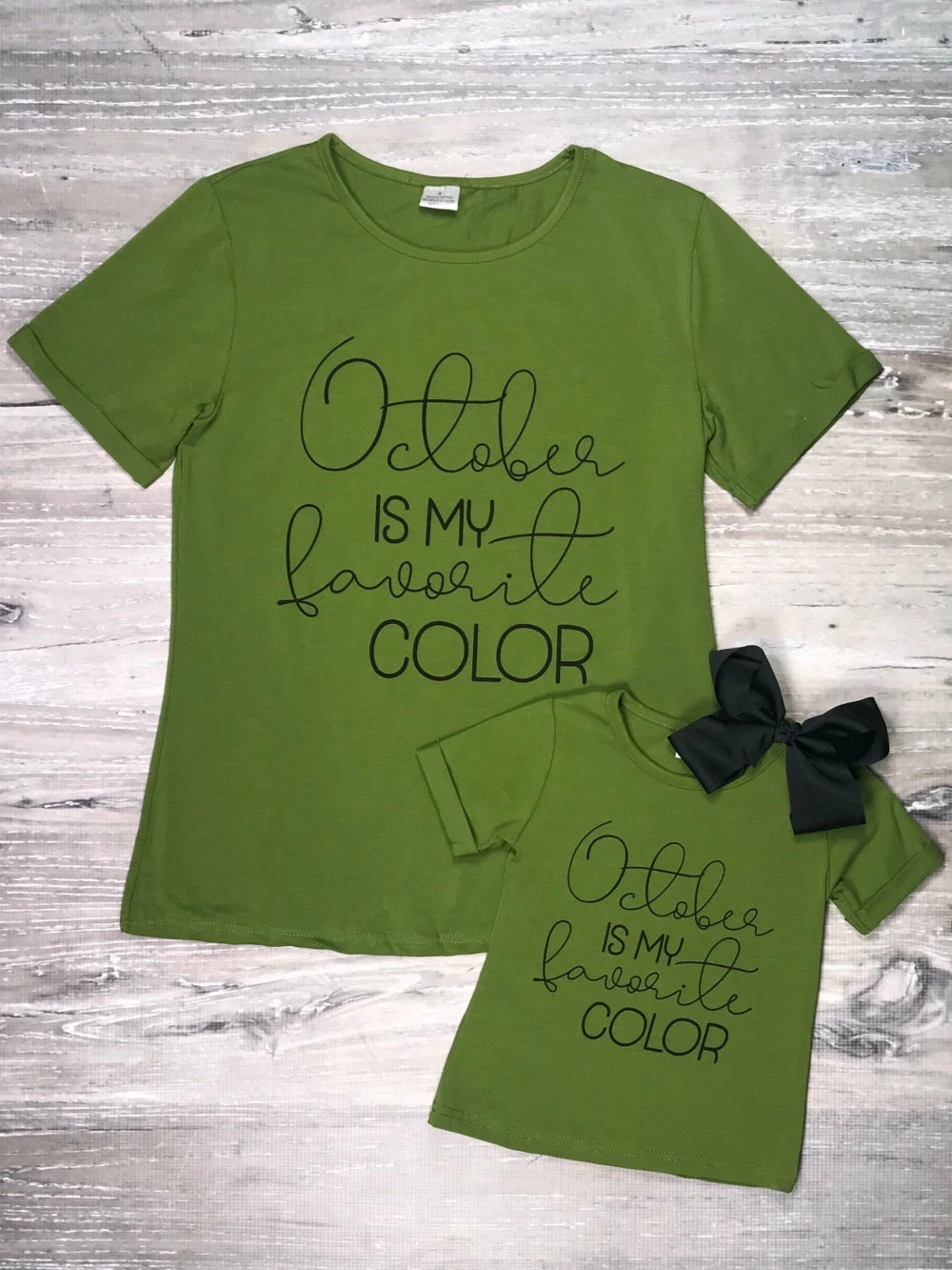 Sydney So Sweet Mommy And Me - October Is My Favorite Color Green Fall Matching T-Shirt 2 Sydney So Sweet Mommy And Me - October Is My Favorite Color Green Fall Matching T-Shirt